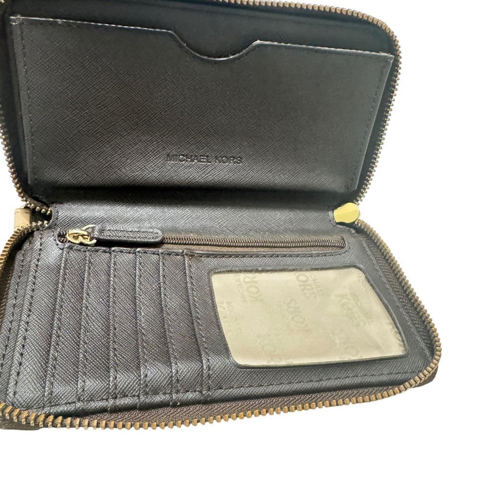 Michael Kors Signature MK Monogram Zip‎ Around Wallet Brown Gold - Picture 5 of 7